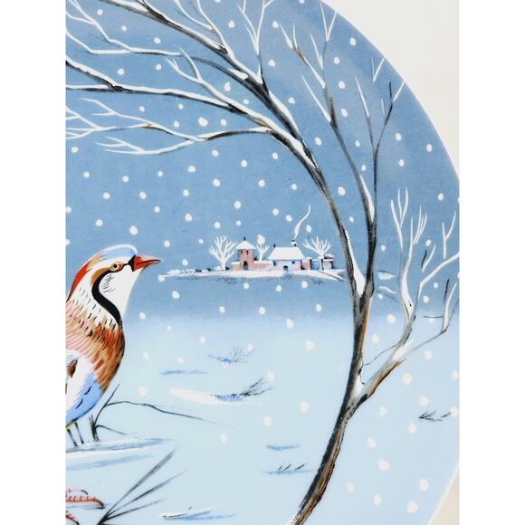 Limoges Partridge In A Pear Tree Christmas Plate Wall Decor 8 1/4" Blue France - Picture 3 of 13